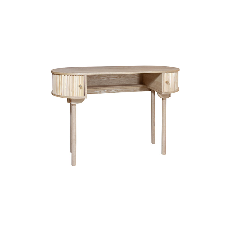 BUREAU EN BOIS DE PIN NATUREL AVEC DEUX PORTES 120X50X80CM HECTOR