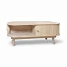 TABLE BASSE EN BOIS DE PIN NATUREL AVEC PORTES  105X55X40CM HECTOR
