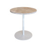 MEUBLE D'APPOINT EFFET TRAVERTIN BEIGE PIED MÉT AL BLANC 40X40X45 TRAVI