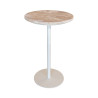 MEUBLE D'APPOINT EFFET TRAVERTIN BEIGE PIED MÉTAL BLANC TRAVI