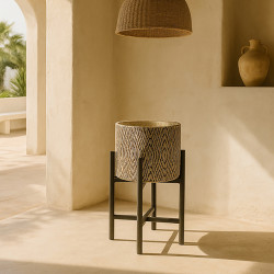 PETIT CACHE POT SUR PIEDS NOIRS PETIT MODÈLE Ø 23 X H 40 CM YORI