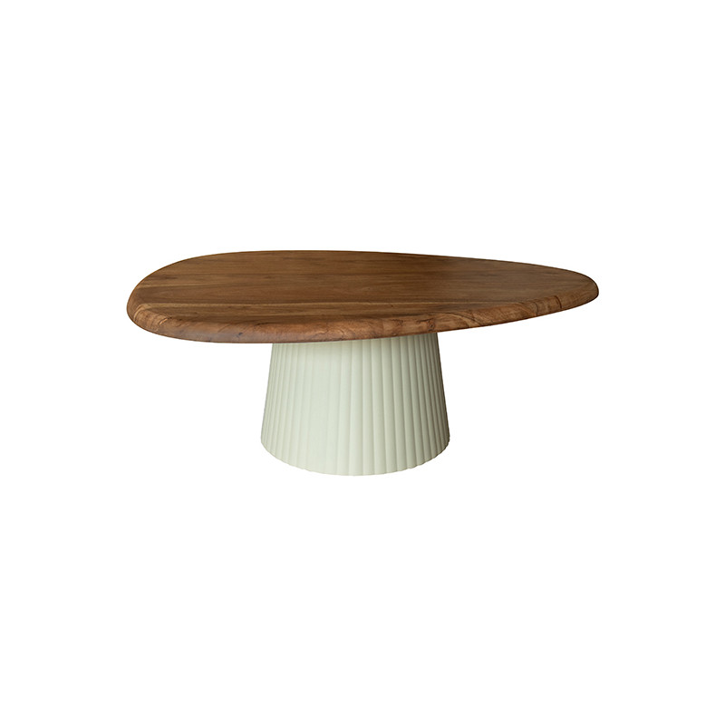 TABLE BASSE EN BOIS D' ACACIA PIED MÉTAL ÉCRU MAT MALMO