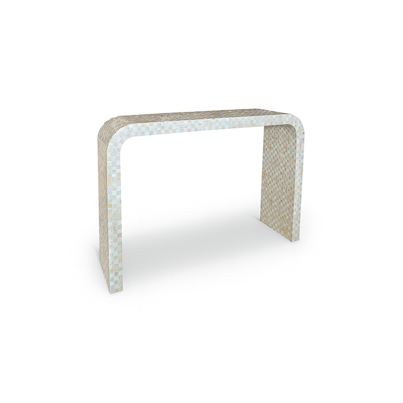 CONSOLE EN COQUILLE DE CAPIZ VERTE FAIT MAIN 115X30X76CM ZINA
