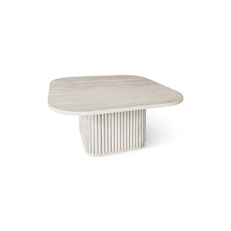 TABLE BASSE CARRÉ EFFET TRAVERTIN NATUREL 80 X 80 X H 36 CM SUSAN