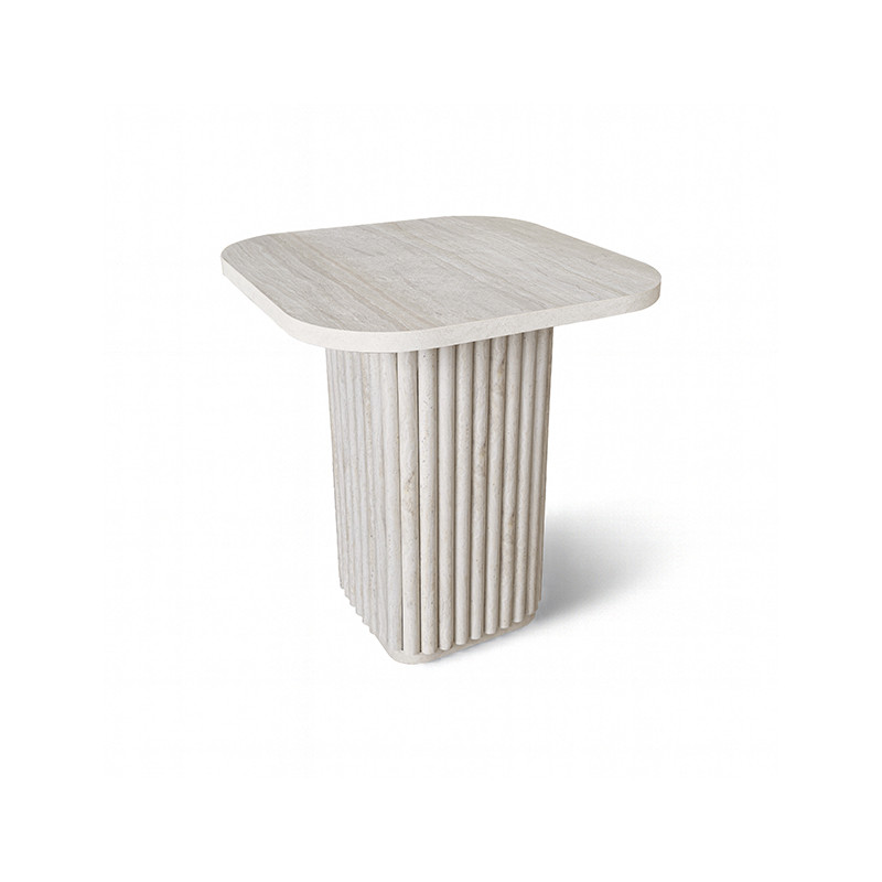 MEUBLE D'APPOINT CARRÉ EFFET TRAVERTIN NATUREL 40 X 40 X H 45 CM SUSAN