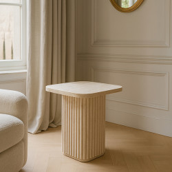 MEUBLE D'APPOINT CARRÉ EFFET TRAVERTIN NATUREL 40 X 40 X H 45 CM SUSAN