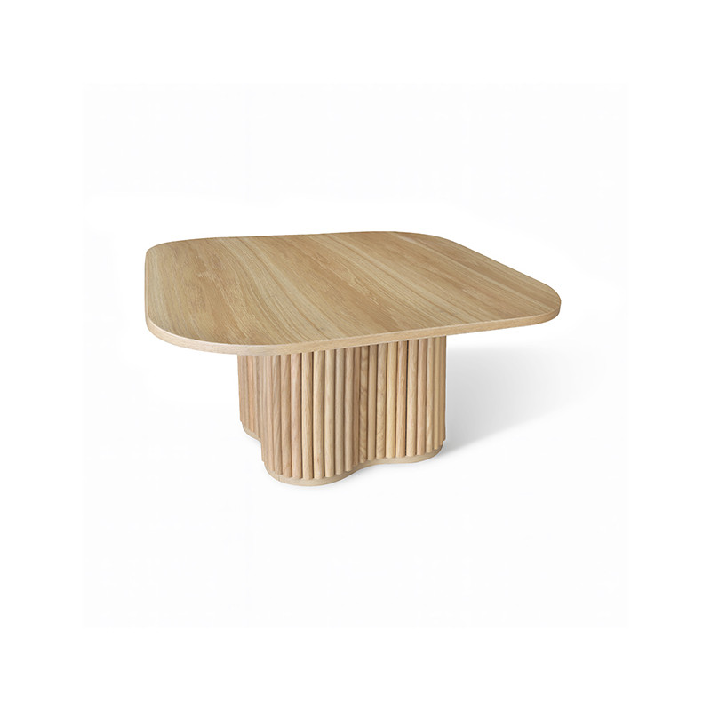TABLE BASSE EFFET BOIS NATUREL PIED ORGANIQUE D80X40CM  ALBA