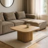 TABLE BASSE EFFET BOIS NATUREL PIED ORGANIQUE D80X40CM  ALBA
