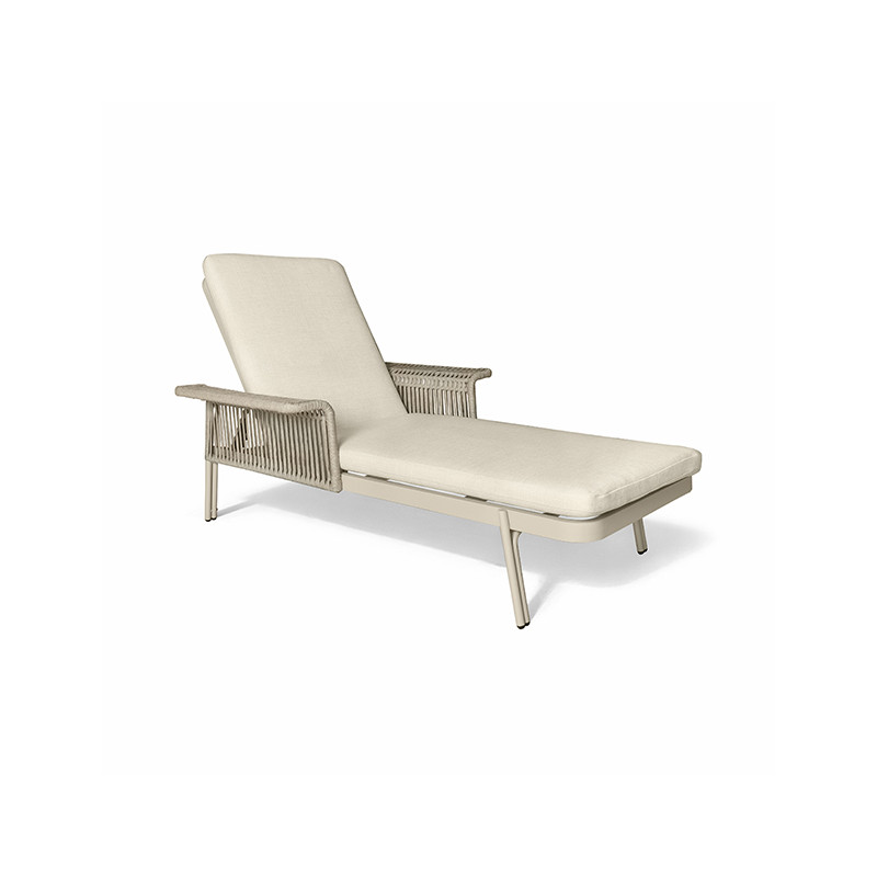 CHAISE LONGUE ALUMINIUM SABLE ET TISSU OLÉFINE 200X100X54.5CM LUMIO