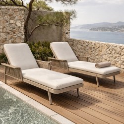 CHAISE LONGUE ALUMINIUM SABLE ET TISSU OLÉFINE 200X100X54.5CM LUMIO