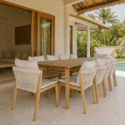 SALON DE JARDIN TABLE EXTENSIBLE 1.90/230 ET 10 FAUTEUILS FIDJI