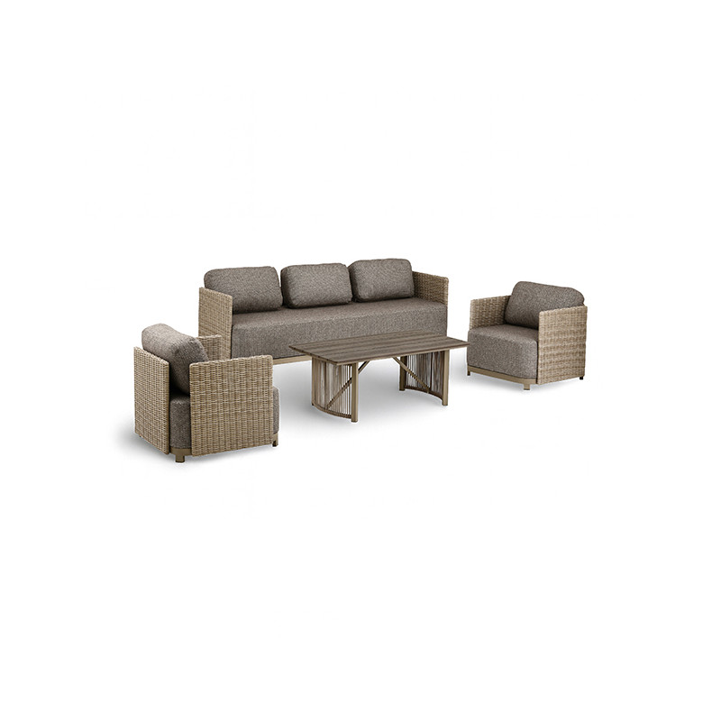 SALON DE JARDIN EN RESINE TRESSEE/ALUMINIUM MOKA  MADRAGUE