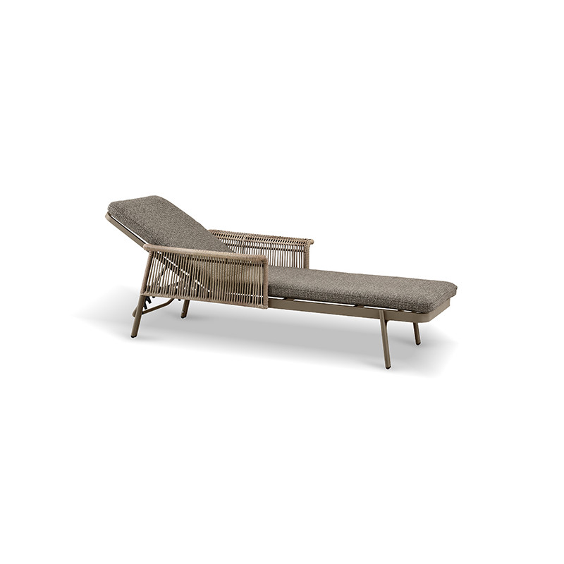 CHAISE LONGUE STRUCTURE ALUMINIUM ET TISSU MOKA 200X100X54.5CM LUMIO