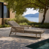 CHAISE LONGUE STRUCTURE ALUMINIUM ET TISSU MOKA 200X100X54.5CM LUMIO