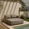 DAYBED EN RÉSINE TRESSÉE ET ALUMINIUM MOKA PAROS