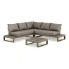 SALON D'ANGLE DE JARDIN STRUCTURE ALUMINIUM AVEC COUSSIN MOKA  RIVA BELLA