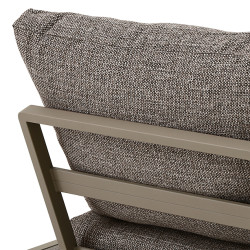 SALON D'ANGLE DE JARDIN STRUCTURE ALUMINIUM AVEC COUSSIN MOKA  RIVA BELLA