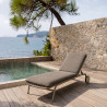 CHAISE LONGUE À ROULETTE ALUMINIUM ET TISSU MOKA 198X69X33CM COME