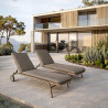 CHAISE LONGUE À ROULETTE ALUMINIUM ET TISSU MOKA 198X69X33CM COME
