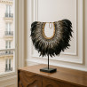 COLLIER NOIR EN PLUMES ET COQUILLAGES NOIRS 40X10X45 CM PAPUA