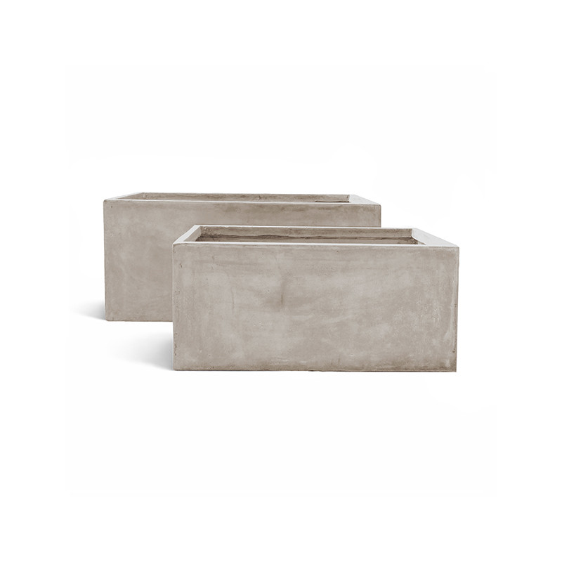 SET DE 2 POTS RECTANGLES EN FIBRE D'ARGILE FARO