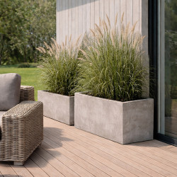 SET DE 2 POTS RECTANGLES EN FIBRE D'ARGILE FARO