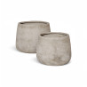 SET2 POTS RONDS EN FIBRE D'ARGILE FORME BASSE HAUTEUR 31 ET 40 CM FARO