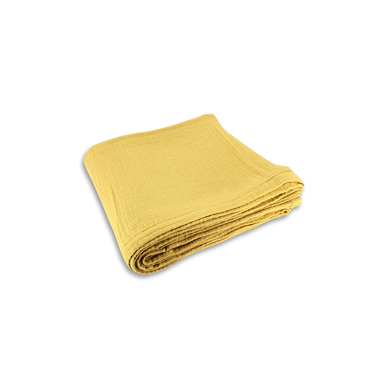 NAPPE EN DOUBLE GAZE DE COTON JAUNE MIMOSA 150X250CM CAMARO