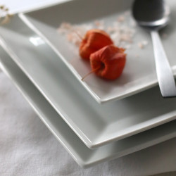 ASSIETTE PLATE CARRÉE 25CM EN PORCELAINE BLANC