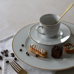 TASSE CLASSIC FILET OR 15CL EN PORCELAINE BLANCHE