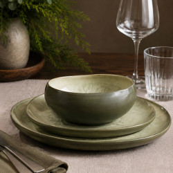 ASSIETTE COUPE OLI D15.5CM 60CL EN GRÈS VERT