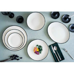 ASSIETTE PLATE LINEA BLACK 25CM PORCELAINE