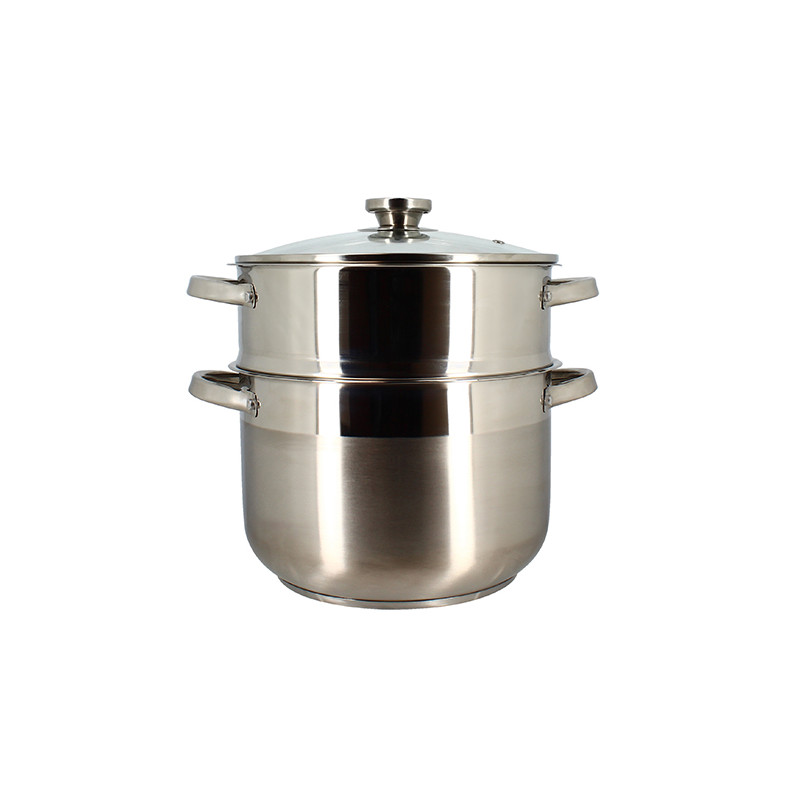 COUSCOUSSIER 10L EN ACIER INOXYDABLE AVEC COUVERCLE EN VERRE