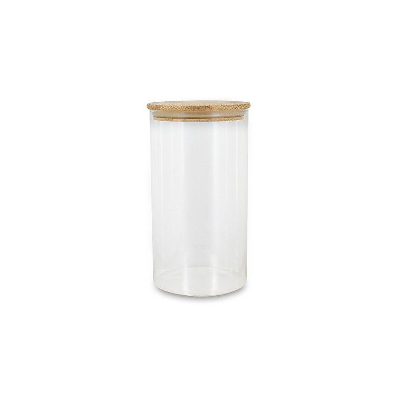BOÎTE HERMÉTIQUE 1L EN VERRE BOROSILICATE AVEC COUVERCLE EN BAMBOU