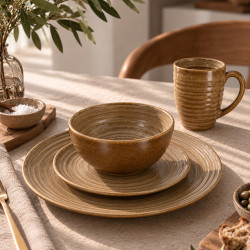 BOL TURBOLINO 16.5CM90CL EN GRÈS CARAMEL
