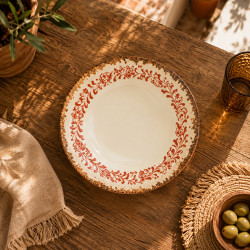 ASSIETTE CREUSE PALAZZO 21CM EN PORCELAINE ROUGE
