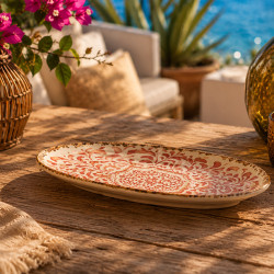 ASSIETTE OVALE PALAZZO 23.5X13.5CM EN PORCELAINE ROUGE