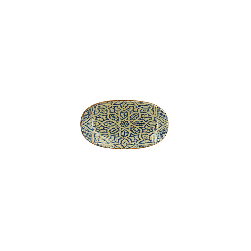 ASSIETTE OVALE CALYPSO 19X10.5CM EN PORCELAINE BLEU