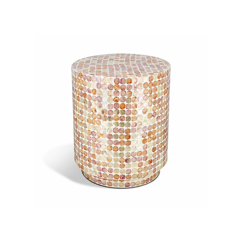 MEUBLE D'APPOINT EN COQUILLE DE CAPIZ ROSE 35X35X40CM NACREA