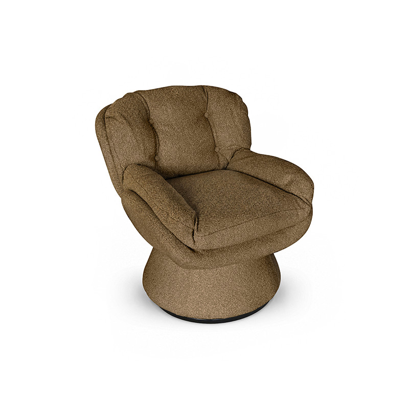 FAUTEUIL PIVOTANT EN TISSU CHINÉ MARRON 80X69X77.5 GUSTAVE