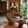 FAUTEUIL PIVOTANT EN TISSU CHINÉ MARRON 80X69X77.5 GUSTAVE