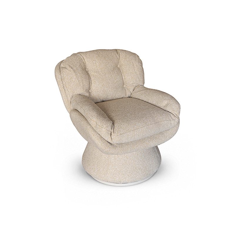 FAUTEUIL PIVOTANT EN TISSU CHINÉ BEIGE 74X61X70CM GUSTAVE