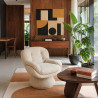FAUTEUIL PIVOTANT EN TISSU CHINÉ BEIGE 74X61X70CM GUSTAVE