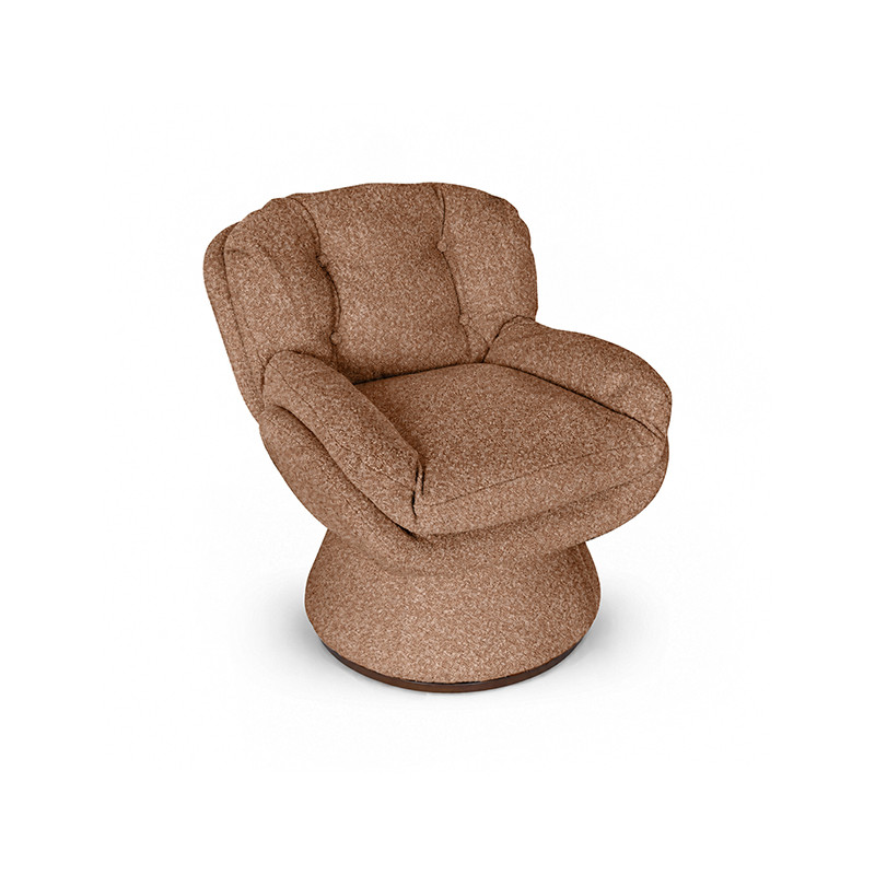 FAUTEUIL PIVOTANT EN TISSU CHINÉ BRIQUE 74X61X70CM GUSTAVE