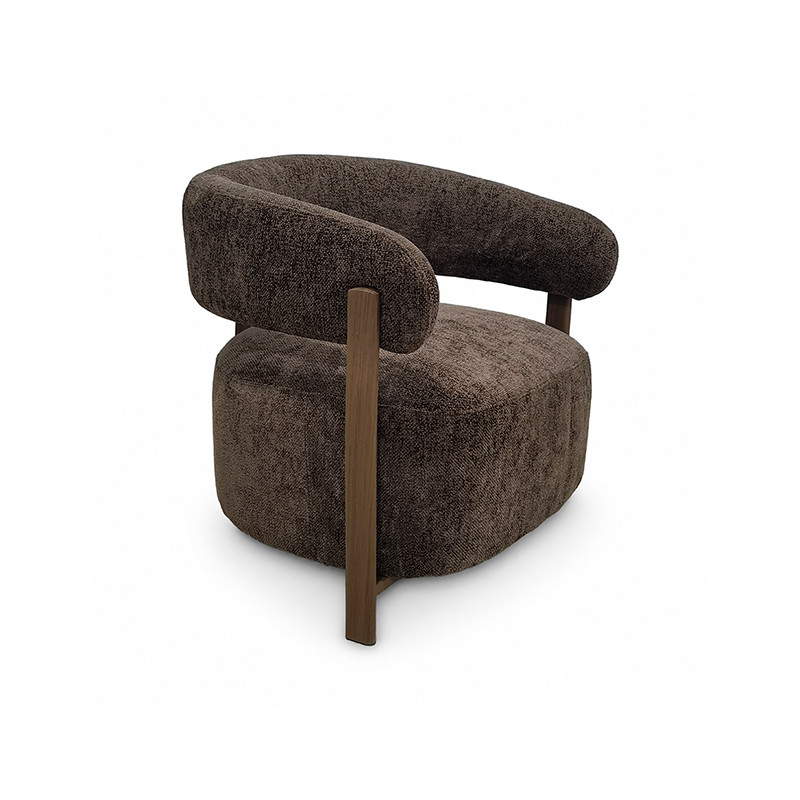 FAUTEUIL ARRONDI EN TISSU CHENILLE CACAO 74X67X70CM NOUBIA