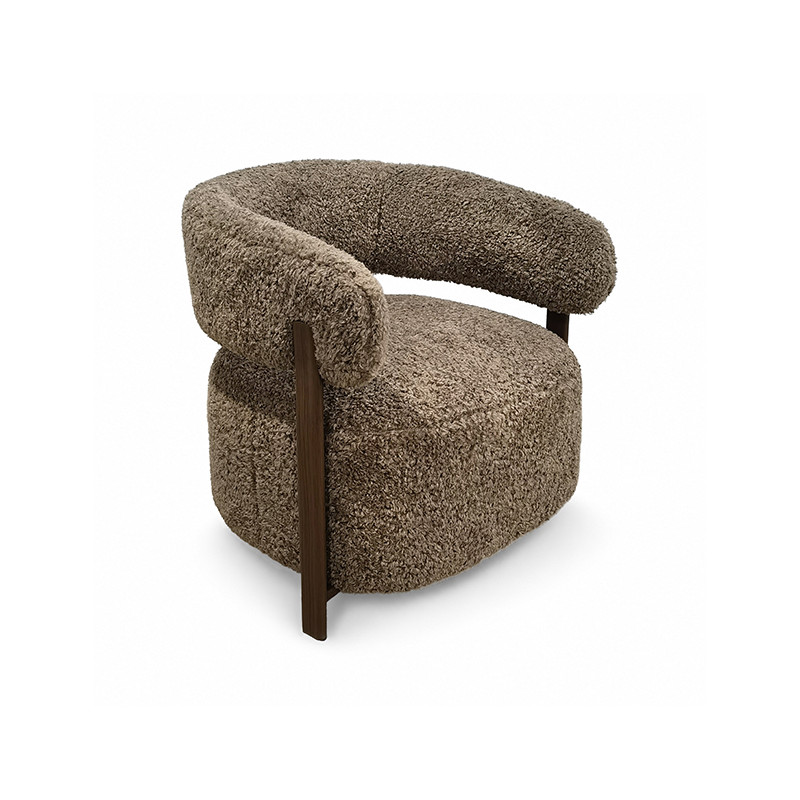 FAUTEUIL ARRONDI TISSU DOUX EFFET FOURRURE LATTE74X67X70CM NOUBIA