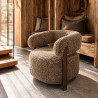 FAUTEUIL ARRONDI TISSU DOUX EFFET FOURRURE LATTE74X67X70CM NOUBIA