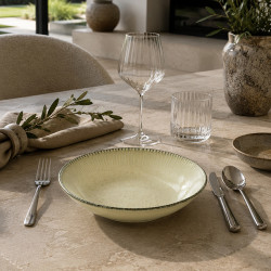 ASSIETTE CREUSE LUNEA 22CM EN PORCELAINE BEIGE
