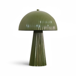 LAMPE À POSER EN MÉTAL STRIÉ OLIVE BRILLANT 25X25X36CM THALIA