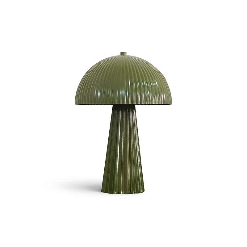 LAMPE À POSER EN MÉTAL STRIÉ OLIVE BRILLANT 25X25X36CM THALIA